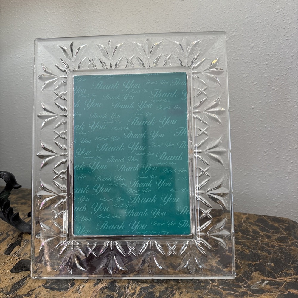 WATERFORD Crystal Thank You 5x7 Picture Frame 8.75" x 10.75" Overall IRELAND